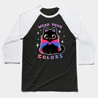 Bisexual Baseball T-Shirt - Bisexual LGBT Pride Cat - Kawaii Rainbow Kitty - Wear your colors by BlancaVidal